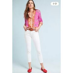 Anthropologie Maeve 100% Silk Printed Button Up Blouse 4